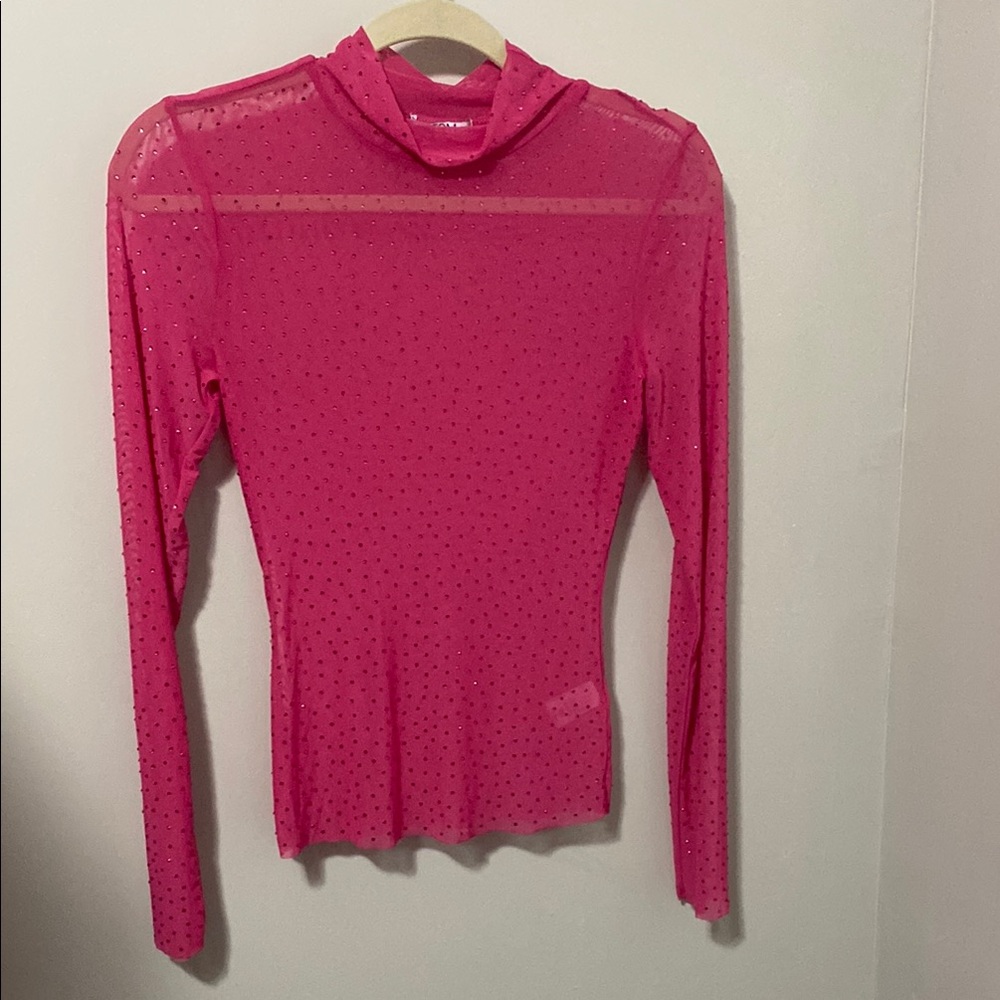 AFRM Pink Sheer Long Sleeve Blouse
